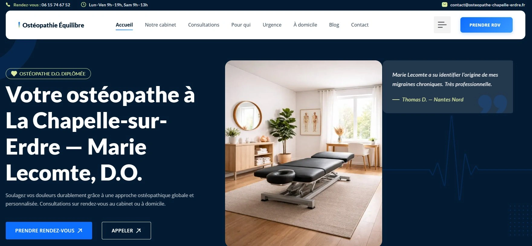 Site web osteopata — página serviços